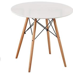Prachtige salontafel, ronde eenvoudige zakelijke onderhandelingstafel in Europese stijl, huishoudelijke massief houten vrijetijdseettafel (Kleur: A, Maat: 60CM)