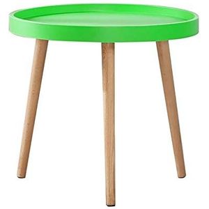 Prachtige salontafel, Φ50cm ronde Europese eenvoudige bank bijzettafel, nachtkastje met PP tafelblad en beukenhouten poten (kleur: groen)