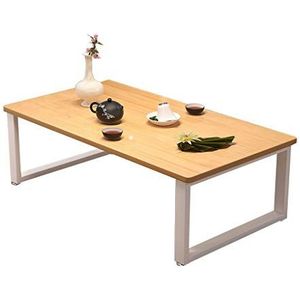 Prachtige salontafel, H40CM multifunctionele vierkante lage tafel, Japanse stijl woonkamer theetafel samengesteld uit stalen frame + massief houten aanrecht (Kleur: F, Maat: 100X50X40CM)
