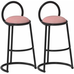 Luxe barkrukken set van 2, keukenontbijtbarstoelen met rugleuning, metalen frame, 65/75cm hoge zitting, eenvoudige montage, moderne stijl