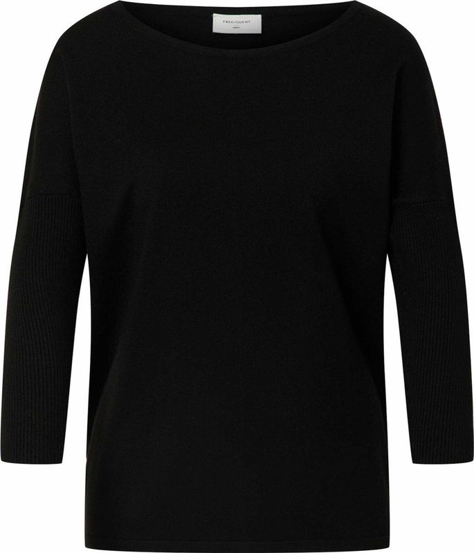 Gebreide Trui - Black - 3/4 Mouwen - Ronde Hals