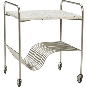 Trolley metaal/terrazzo - nickel/wit