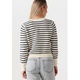 Lollys Laundry - Gestreept Gebreide Jumper - Dames - Beige - Ronde Hals, Lange Mouwen, Losvallend