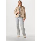 Lollys Laundry - Gestreept Gebreide Jumper - Dames - Beige - Ronde Hals, Lange Mouwen, Losvallend
