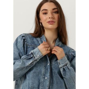Lollys Laundry, Jassen, Dames, Blauw, M, Katoen, Feminine Blauwe Jas met Pofdetails