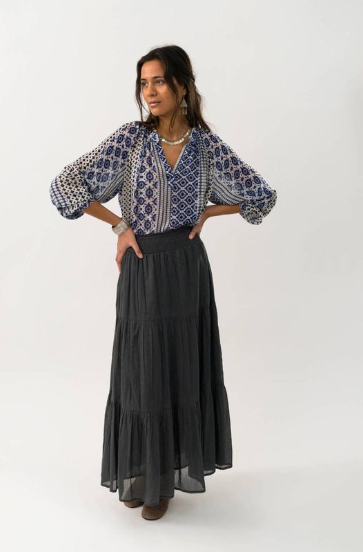 Lollys Laundry - Top - Blauw - Lange Mouwen