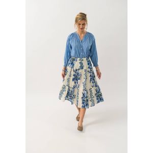 Lollys Laundry - Blouse - Blauw - Lange Mouwen - V-hals