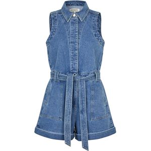 Lollys Laundry - Denim Playsuit - Medium Blue - Met Rits- en Knoopsluiting