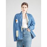 Lollys Laundry - MilaLL - Tussenjas - Blauw Denim - Donkoranje - Wit