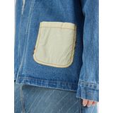 Lollys Laundry - MilaLL - Tussenjas - Blauw Denim - Donkoranje - Wit