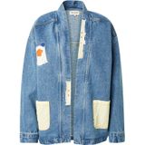 Lollys Laundry - MilaLL - Tussenjas - Blauw Denim - Donkoranje - Wit