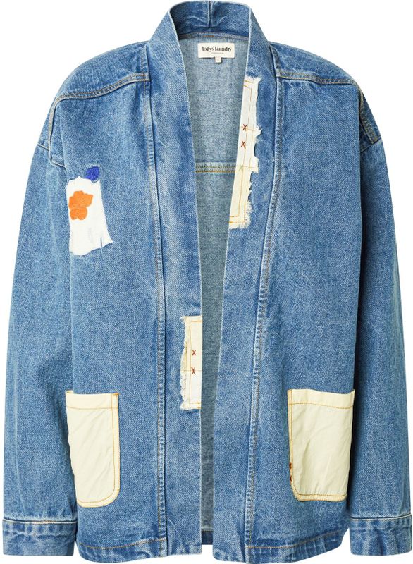 Lollys Laundry - MilaLL - Tussenjas - Blauw Denim - Donkoranje - Wit