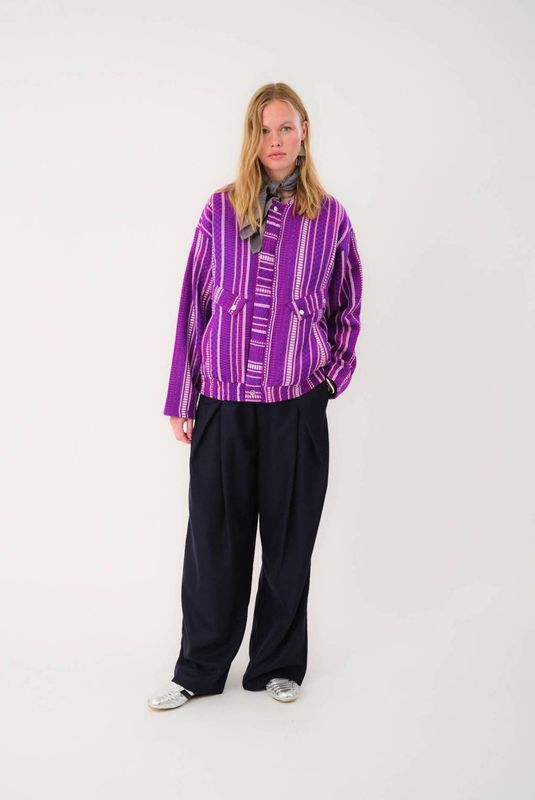 Lollys Laundry - Jasje - Paars - Lange Mouw - Ronde Hals