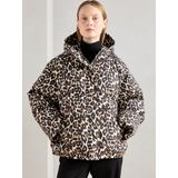 Lollys Laundry - Luipaardprint Jas met Capuchon - Bruin - Dames