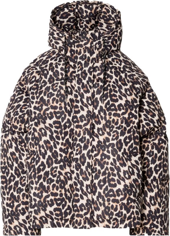 Lollys Laundry - Luipaardprint Jas met Capuchon - Bruin - Dames