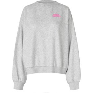 Lollys Laundry - Sydney - Sweater - Grijs - Relaxed Fit - Katoenmix met Papegaaiprint