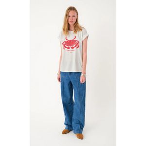 Lollys Laundry - Roma - T-shirt - Wit - Grafische Krabprint