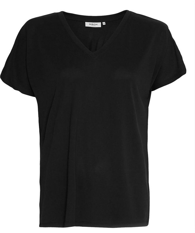 MSCH Copenhagen Mschfenya Modal V Neck Tee Tops T-shirts Dames - Shirt - Zwart