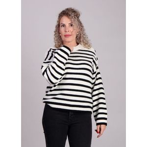 Zwart wit gestreepte gebreide trui met knopen Carina - MSCH Copenhagen