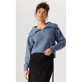 Lichtblauwe gebreide trui met halve rits Gyetta - MSCH Copenhagen