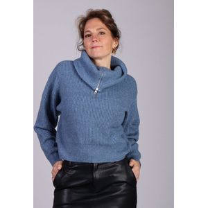 Lichtblauwe gebreide trui met halve rits Gyetta - MSCH Copenhagen