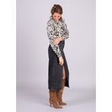 Moss Copenhagen - Naime Irida - Blouse - Zwart-Beige - Losse Fit, Lange Mouwen, Knoopsluiting