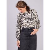 Moss Copenhagen - Naime Irida - Blouse - Zwart-Beige - Losse Fit, Lange Mouwen, Knoopsluiting