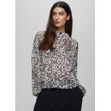 Moss Copenhagen - Naime Irida - Blouse - Zwart-Beige - Losse Fit, Lange Mouwen, Knoopsluiting