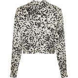 Moss Copenhagen - Naime Irida - Blouse - Zwart-Beige - Losse Fit, Lange Mouwen, Knoopsluiting