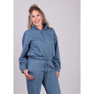 Lichtblauwe sweater met halve rits Ethella - MSCH Copenhagen