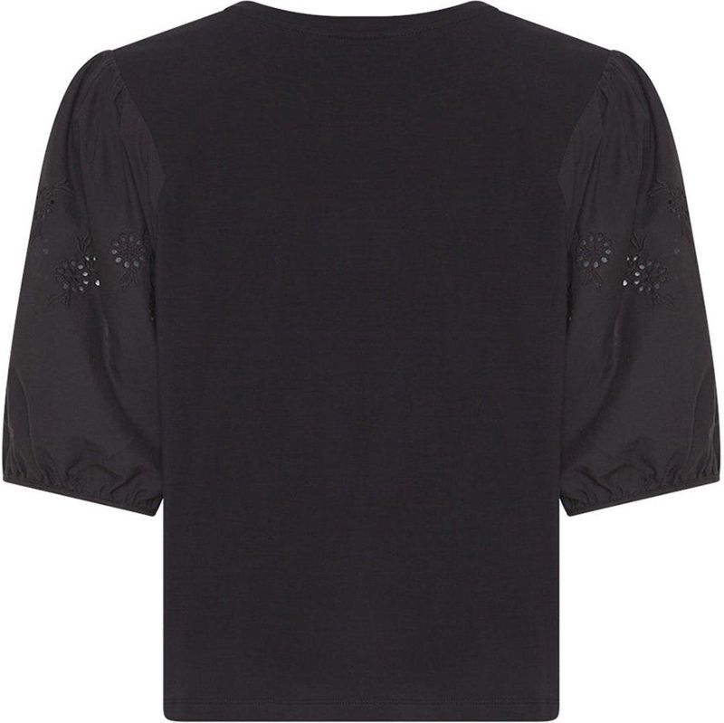 MSCH Copenhagen - Cebrina Top - Zwart - Katoenmix - 2/4 Mouwen - Ronde Hals