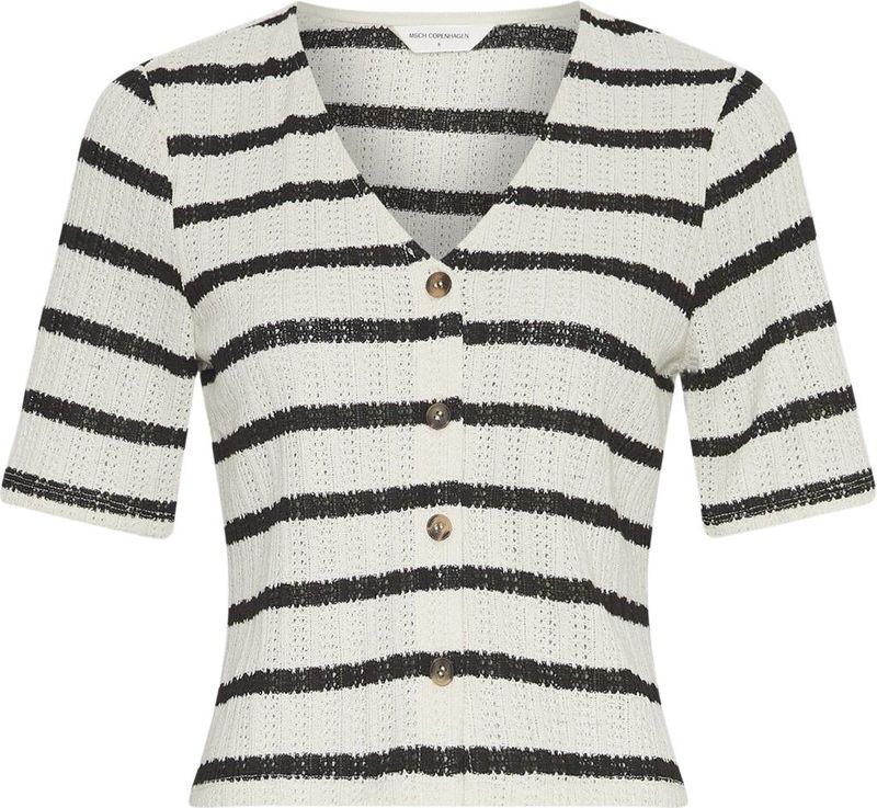 MSCH Copenhagen - Kenja Top - Gestreept - Wit - 2/4 Mouw