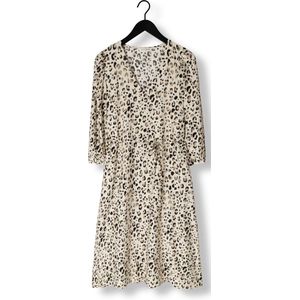 Moss Copenhagen - Dames Kleed - Beige - Midi Jurk - 3/4 Mouwen