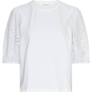 Top Cebrina - T-shirt - Geborduurd Bloemen Detail - Katoen - Zwart