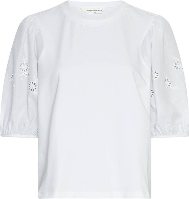 Top Cebrina - T-shirt - Geborduurd Bloemen Detail - Katoen - Zwart