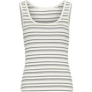 MSCH Copenhagen Mschgubbi Rasmia Sl Top Stp Tops & T-shirts Dames - Shirt - Ecru - Maat XS/S