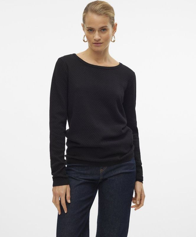 Vero Moda Rundhalspullover »VMCARE STRUCTURE LS O-NECK BLOUSE«, aus Bio-Baumwolle