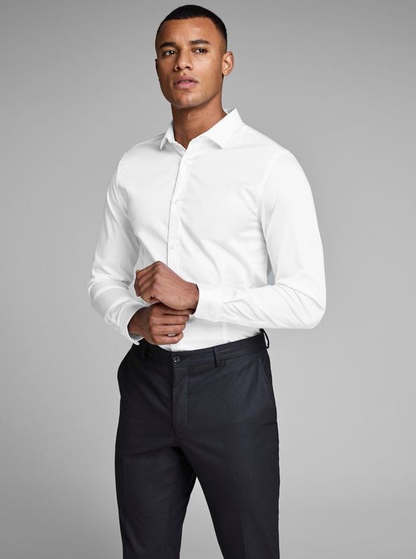 Slank Shirt - Wit - Stretch Katoen