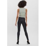 Dames Coated Skinny Fit Jeans PU Lederlook Broek High Waist Stretch Pants VMSEVEN, Colour:Black, Size:XS / 32L, Beenlengte:L32
