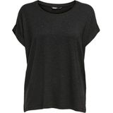 T-shirt - Dark Grey Melange - Korte Mouwen - Omslag aan Mouwen