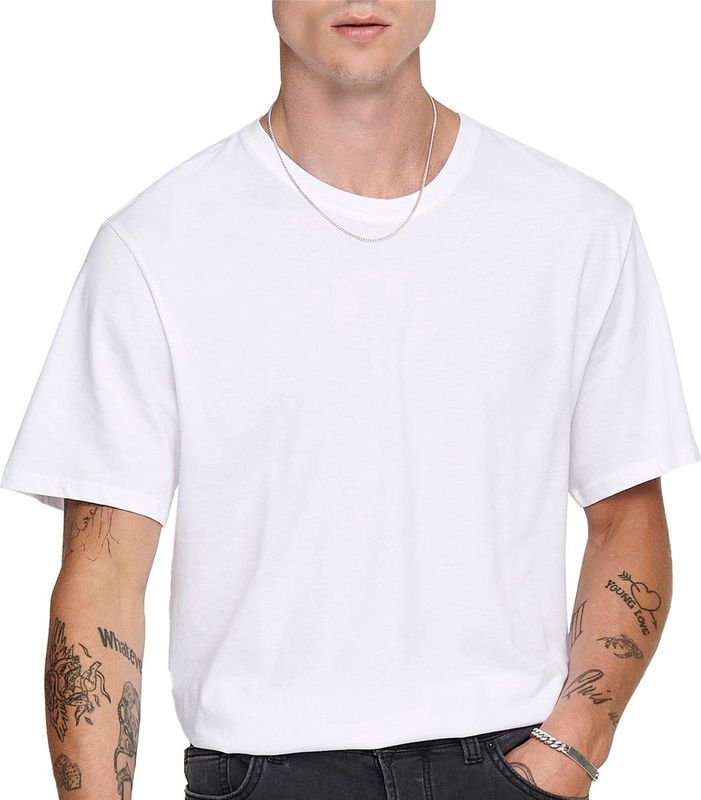 Only & Sons - Life Longy Tee - T-shirt - Wit - 100% Biologisch Katoen