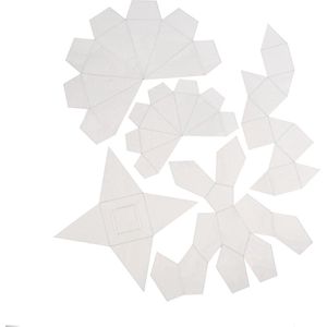 5 stuks papiervormen A. 6 + 13 cm, dikte 0,5 mm, transparant, geometrische vormen, 5 stuks