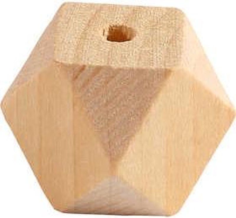 Creativ Company 56125 - Diamantvormige kralen - Hout - Doorsnede 20mm - Gatgrootte 3mm - 6st