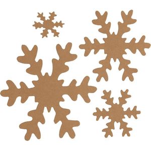 Creativ Company 49896 - Sneeuwvlokken - Faux Leather - Naturel - 3+5+8+10cm - 16st