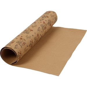 Creotime Leerpapier Bloemen Bruin 1 M