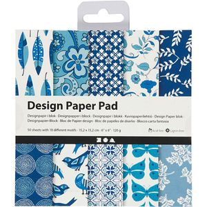Creativ company design papierblok blauw, 50 vellen
