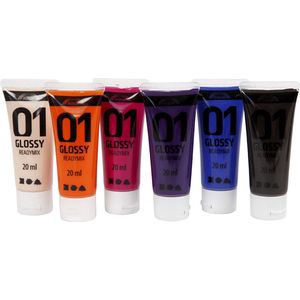 Acrylverf voor Kinderen Glossy Extra Kleuren, 6x20ml