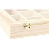 Creotime - Houten Doos - Blank - Hout, Glas, Metaal