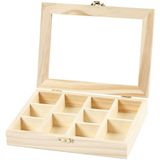 Creotime - Houten Doos - Blank - Hout, Glas, Metaal