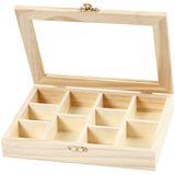 Creotime - Houten Doos - Blank - Hout, Glas, Metaal